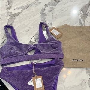 Women's Purple Glitter Bikini Set Berlook French L